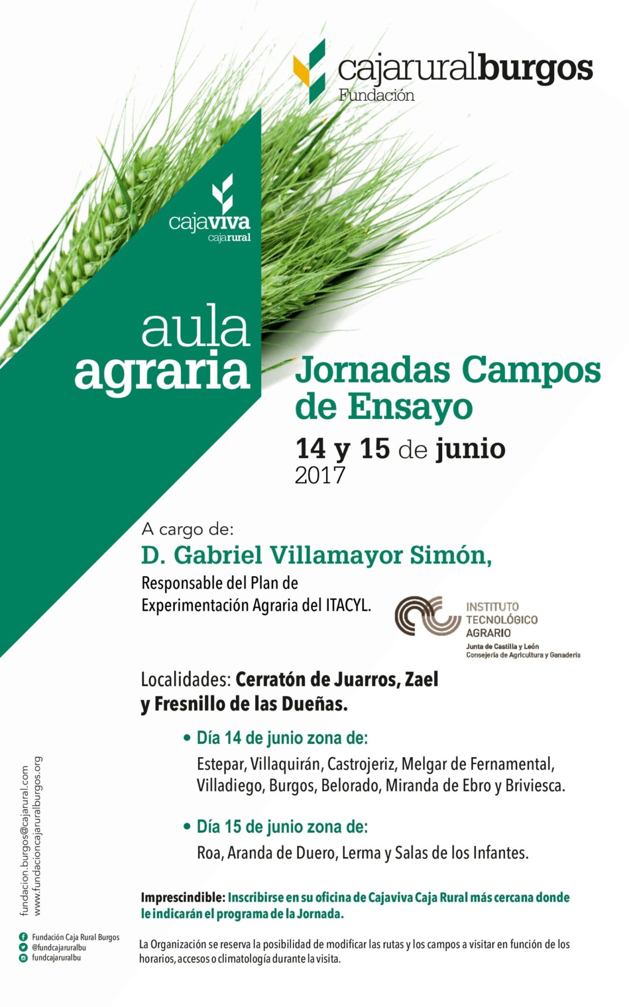 cartel campos de ensayo